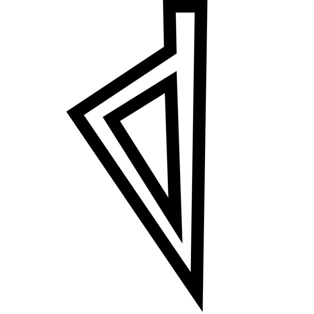 Icono geométrico negro de estética minimalista y moderna.
