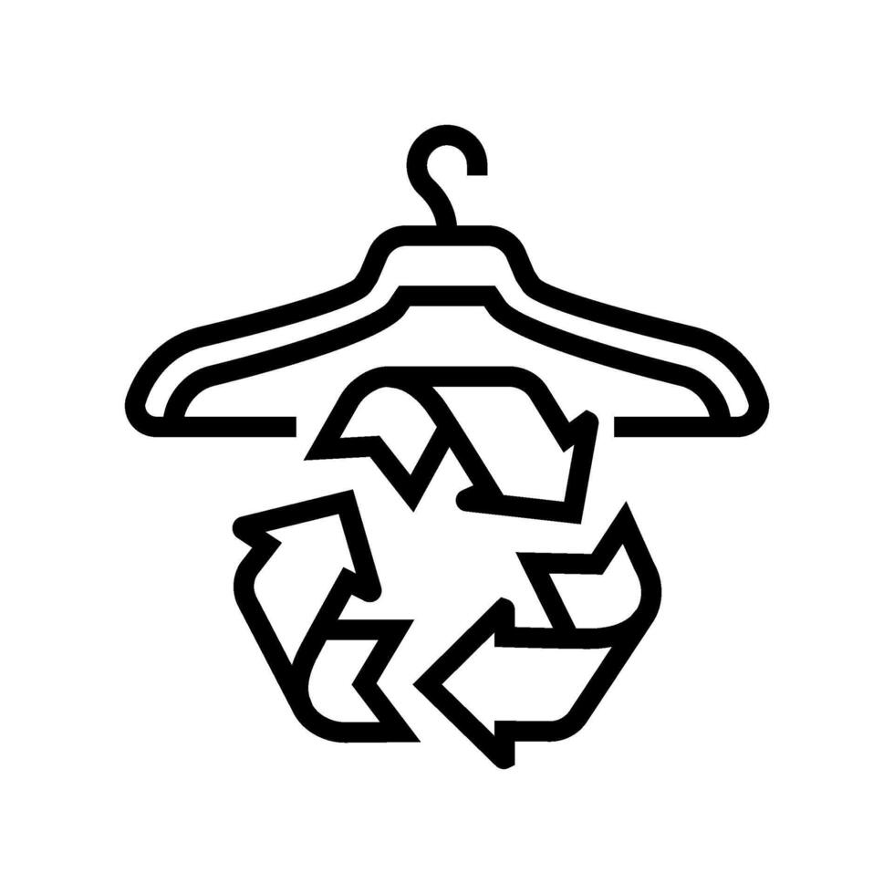 Icono de percha con símbolo de reciclaje, relacionado con moda sostenible y consumo responsable.